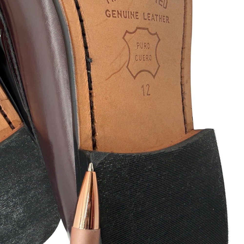 LL Bean Mens Beefroll Tassel Loafers Burgundy Leather Moc Toe Dress Shoes 12D - Picture 13 of 13